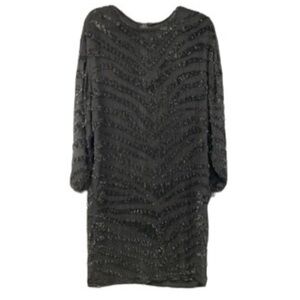 Vintage Carolyn Barton Nights Sheer Black Animal Sequin Dress, Medium